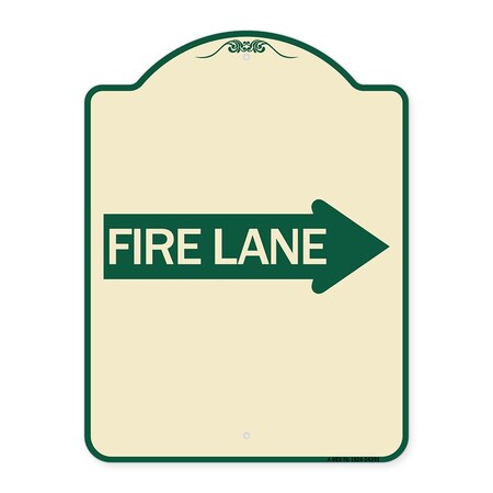 Signmission Fire Lane Right Arrow Heavy-Gauge Aluminum Architectural Sign, 24" x 18", TG-1824-24391 A-DES-TG-1824-24391